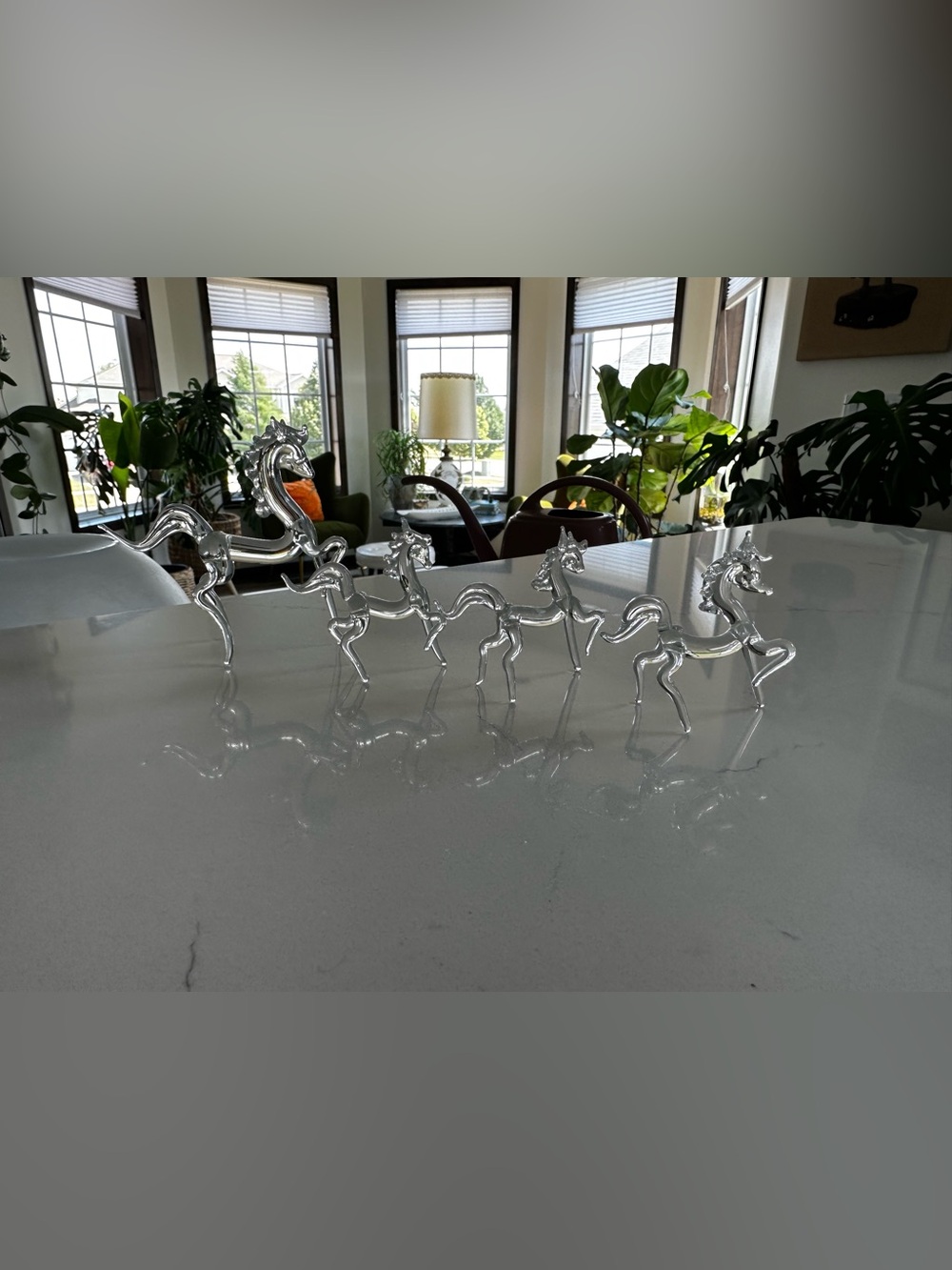 Contemporary Cinderella Glass Horse Figurine Set - Home Art